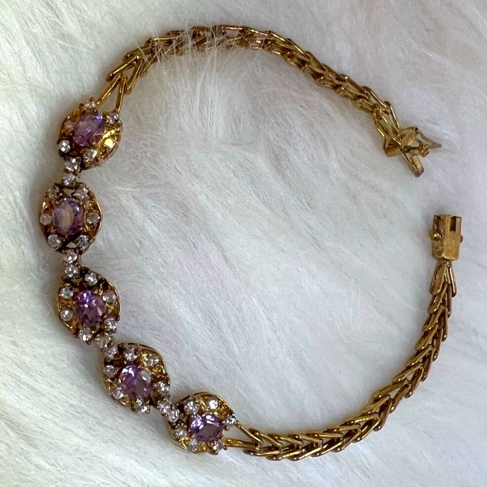 GORGEOUS vintage bracelet faux amethyst colored stones